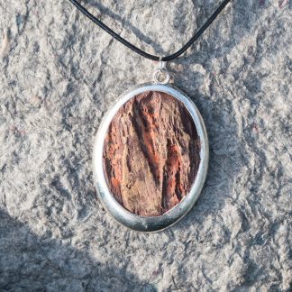 Faux Bark Wood Pendant