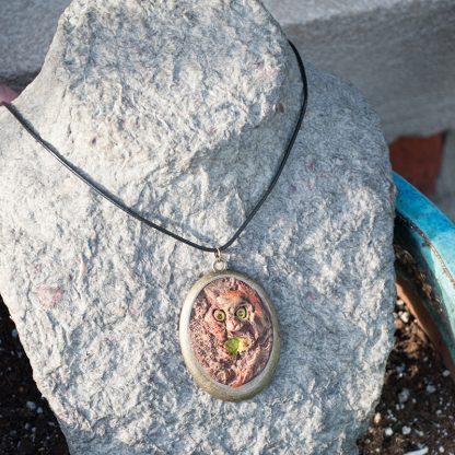 Bark Wood Face Pendant